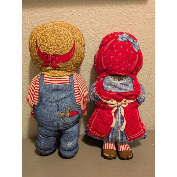 Vintage Cranston Print Works Cut & Sew Cloth Dolls Farmer Boy & Girl Pair 1970s - Picture 4 of 8